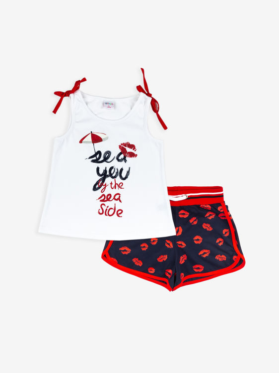 Picture of ND7261 GIRLS TWO PIECE SET SLEEVELESS TOP WITH SHORTS